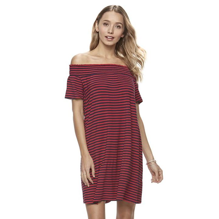 Juniors' So&reg; Off The Shoulder Swing Dress, Girl's, Size: Small, Med Red