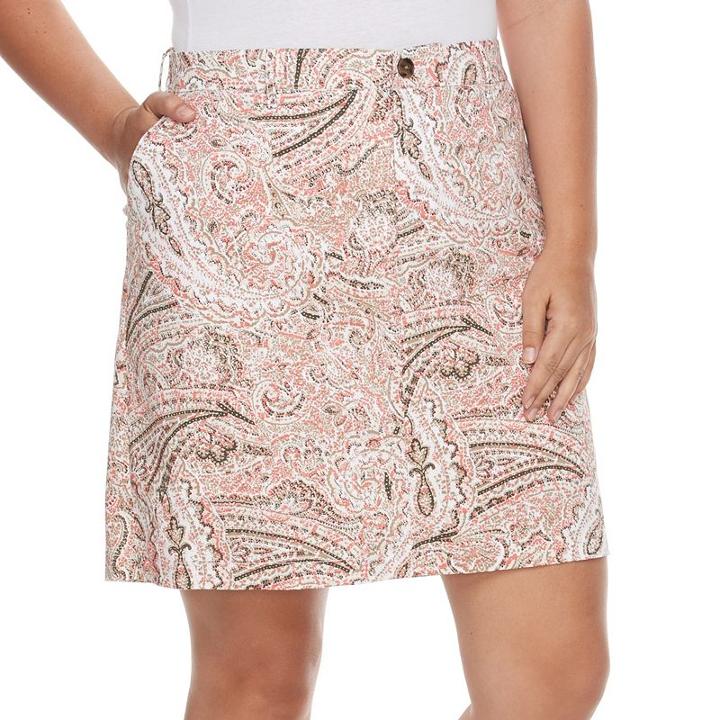 Plus Size Croft & Barrow&reg; 5-pocket Essential Floral Skort, Women's, Size: 16 W, Lt Orange