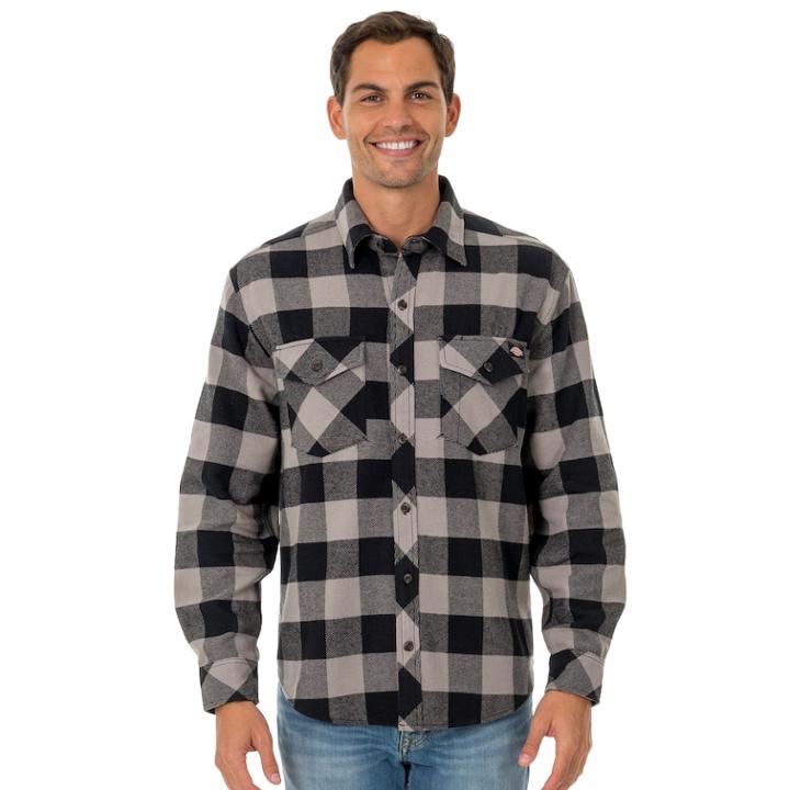 Big & Tall Dickies Brawny Plaid Flannel Button-down Shirt, Men's, Size: 3xb, Grey