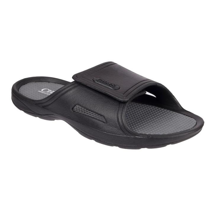 Men's Chaps Perforated Slide-on Sandals, Size: Large, Grey (charcoal)