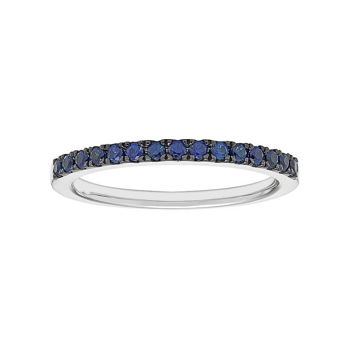 14k White Gold Sapphire Stackable Ring, Women's, Size: 6, Blue