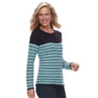 Women's Croft & Barrow Seed-stitch Crewneck Sweater, Size: Large, Blue (navy)