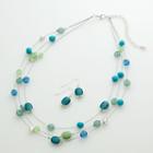 Silver-tone Illusion Necklace And Drop Earring Set, Women's, Blue