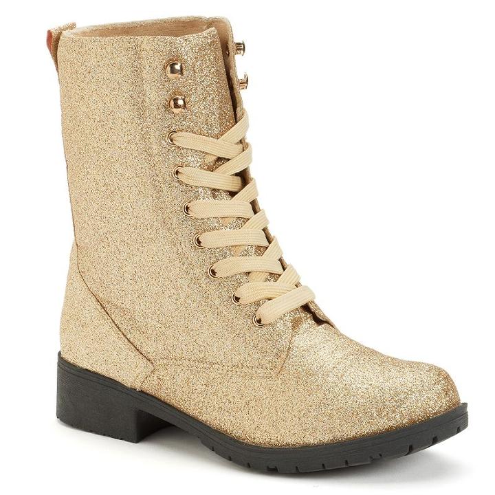 Sacred Heart Women's Metallic Combat Boots, Girl's, Size: 9, Gold
