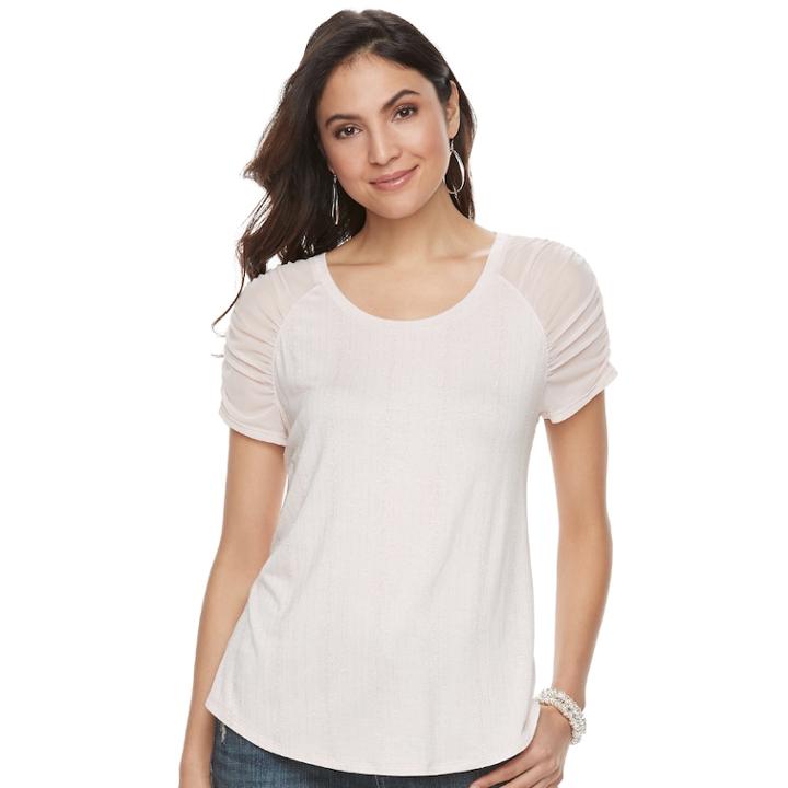 Women's Jennifer Lopez Mesh-sleeve Scoopneck Tee, Size: Xxl, Pink