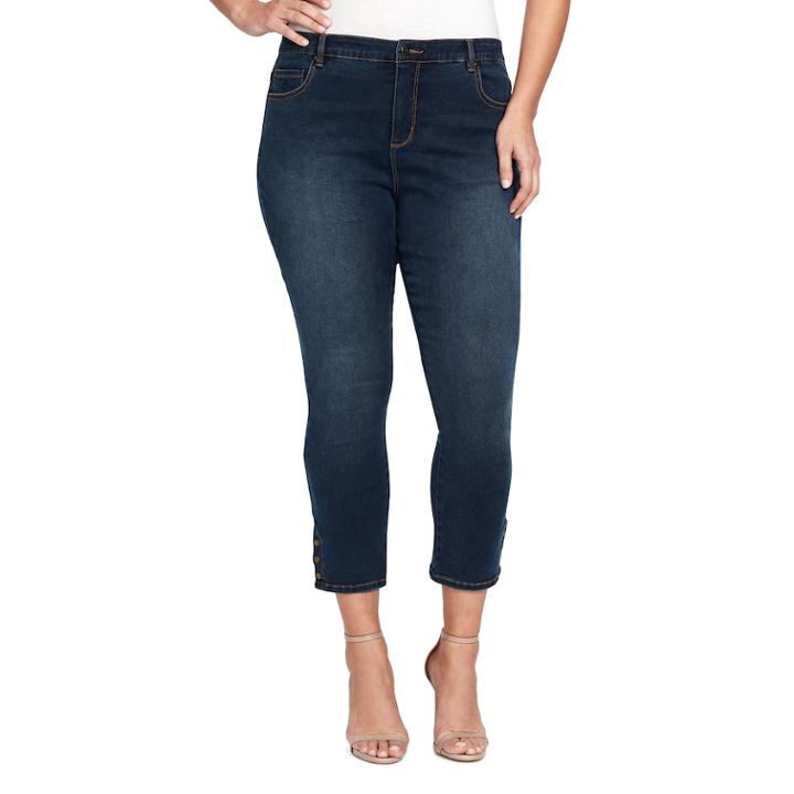 Plus Size Gloria Vanderbilt Amanda Snap-hem Skinny Ankle Jeans, Women's, Size: 16 W, Med Blue