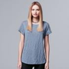 Women's Simply Vera Vera Wang Windy Jacquard Tee, Size: Medium, Med Grey