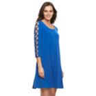 Women's Nina Leonard Strappy-sleeve Shift Dress, Size: Medium, Turquoise/blue (turq/aqua)