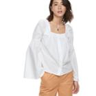 K/lab Squareneck Bell Sleeve Shirt, Teens, Size: Medium, White