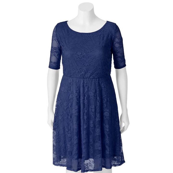 Juniors' Plus Size Wrapper Lace A-line Dress, Girl's, Size: 3xl, Dark Blue