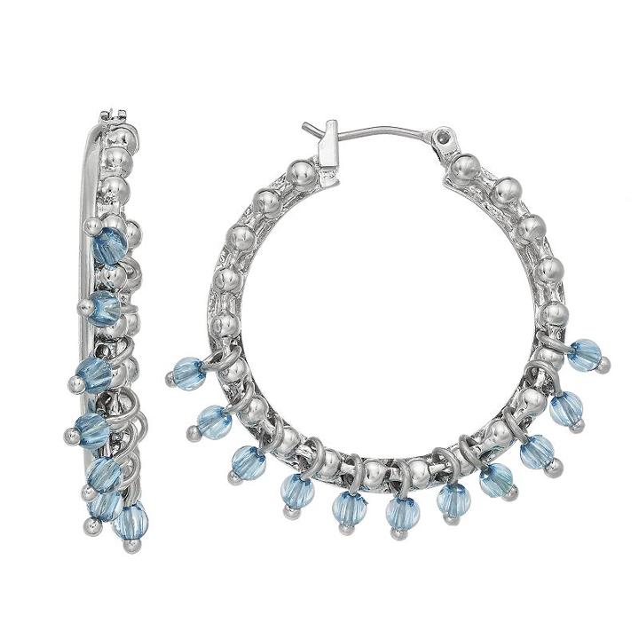 Simply Vera Vera Wang Nickel Free Blue Shaky Bead Hoop Earrings, Women's