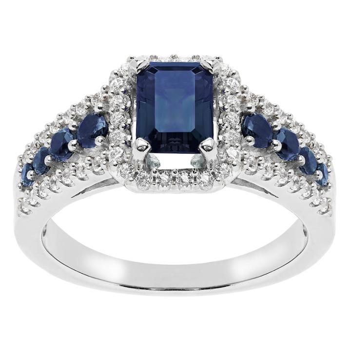 Sterling Silver Lab-created Sapphire Cubic Zirconia Accent Ring, Women's, Size: 7, Blue