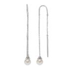 Simply Vera Vera Wang Sterling Silver Freshwater Cultured Pearl & Diamond Accent Threader Earrings, Women's, White