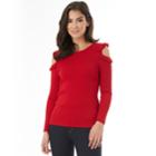 Juniors' Iz Byer California Ruffled Cold Shoulder Sweater, Teens, Size: Xl, Red