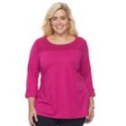 Plus Size Croft & Barrow&reg; Sleeve Lace Tee, Women's, Size: 1xl, Med Pink
