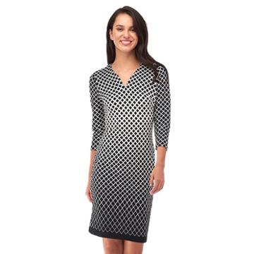 Women's Indication Geometric Sheath Dress, Size: Medium, Black