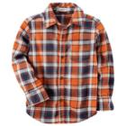 Toddler Boy Carter's Orange Plaid Button Down Shirt, Size: 5t