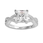 The Silver Lining Silver-plated Cubic Zirconia Crisscross Ring, Women's, Size: 8, White