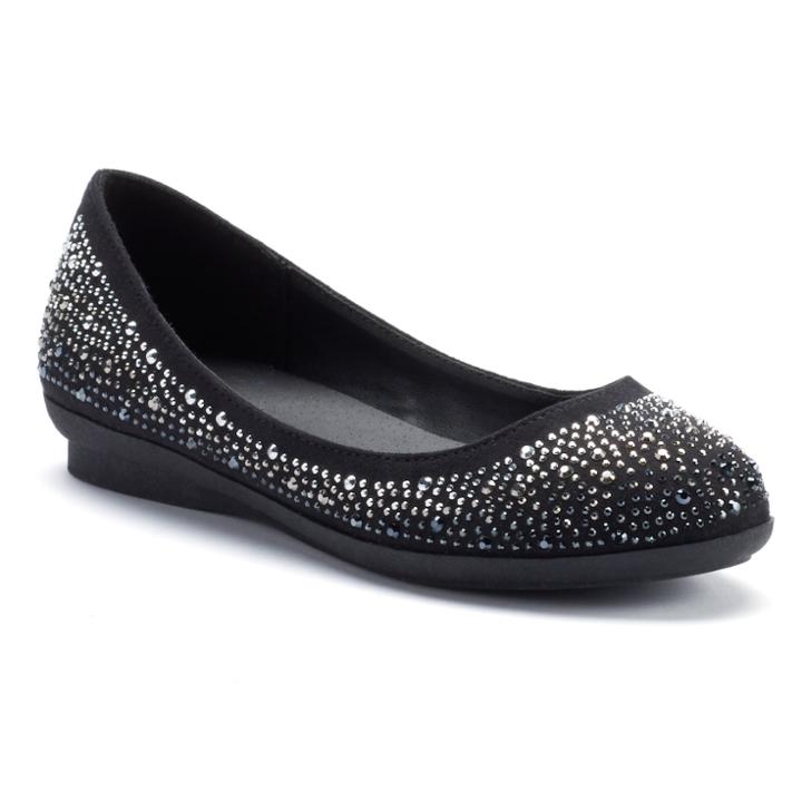 Candie's&reg; Girls' Rhinestone Ballet Flats, Size: 12, Black