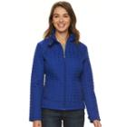 Women's Weathercast Ribbed-side Quilted Jacket, Size: Medium, Blue Other