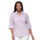 Plus Size Croft & Barrow&reg; Lace Knit-to-fit Shirt, Women's, Size: 2xl, Brt Purple
