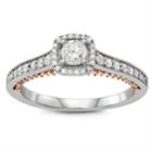 Simply Vera Vera Wang Two Tone 14k Gold 3/4 Carat T.w. Diamond Halo Engagement Ring, Women's, Size: 7, White