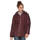 Women's D.e.t.a.i.l.s Mixed-media Puffer Jacket, Size: Large, Red