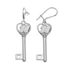 Insignia Collection Nascar Denny Hamlin Sterling Silver 11 Heart Key Drop Earrings, Women's, Grey