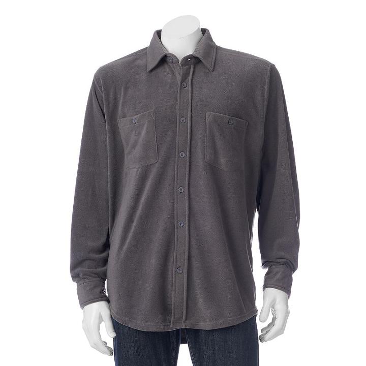 Men's Victory Rugged Wear Microfleece Button-down Shirt Jacket, Size: Xxl, Grey