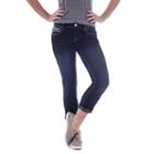 Juniors' Amethyst Dark Wash Cuffed Capri Jeans, Girl's, Size: 0, Dark Blue