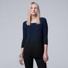 Petite Simply Vera Vera Wang Ombre Asymmetrical Crewneck Sweater, Women's, Size: L Petite, Blue