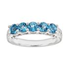 Sterling Silver Swiss Blue Topaz Five-stone Ring, Women's, Size: 9