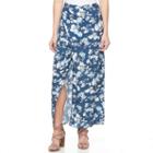 Women's Studio 253 Print Faux-wrap Skirt, Size: Medium, Light Blue