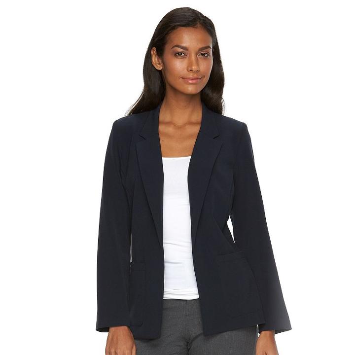 Women's Briggs Solid Open-front Jacket, Size: Medium, Blue (navy)