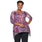 Plus Size World Unity Studded Sharkbite Top, Women's, Size: 3xl, Purple