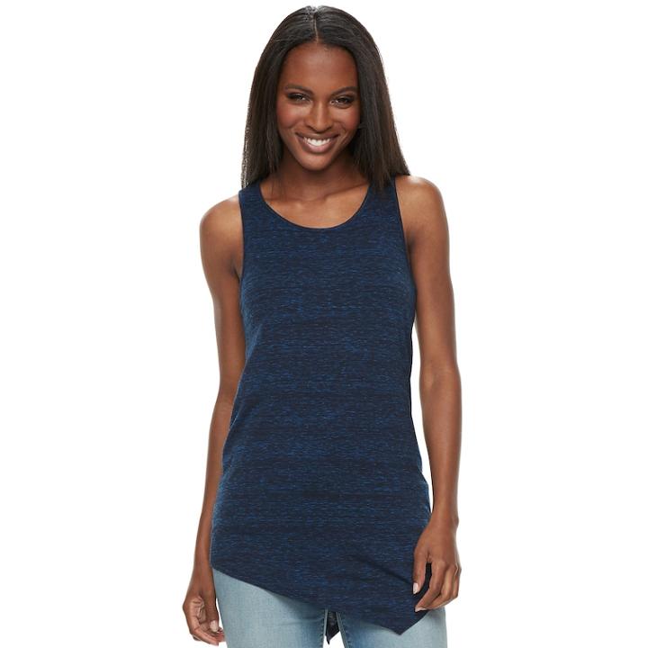 Women's Apt. 9&reg; Asymmetrical Textured Tank, Size: Large, Dark Blue