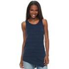 Women's Apt. 9&reg; Asymmetrical Textured Tank, Size: Large, Dark Blue
