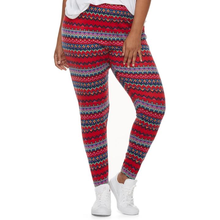 Juniors' Plus Size So&reg; Holiday Leggings, Teens, Size: 3xl, Brt Red