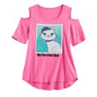 Girls 7-16 So&reg; Cold Shoulder Two-way Sequin Tee, Size: 16, Brt Pink