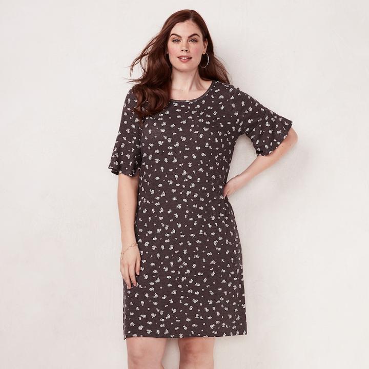 Plus Size Lc Lauren Conrad Bell Sleeve Swing Dress, Women's, Size: 2xl, Black
