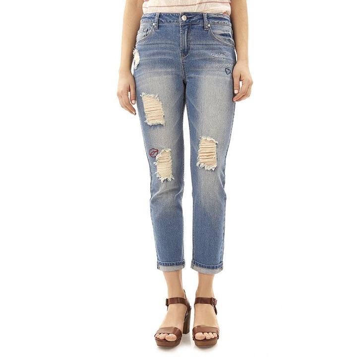 Juniors' Wallflower Ripped Ankle Jeans, Girl's, Size: 3, Med Blue