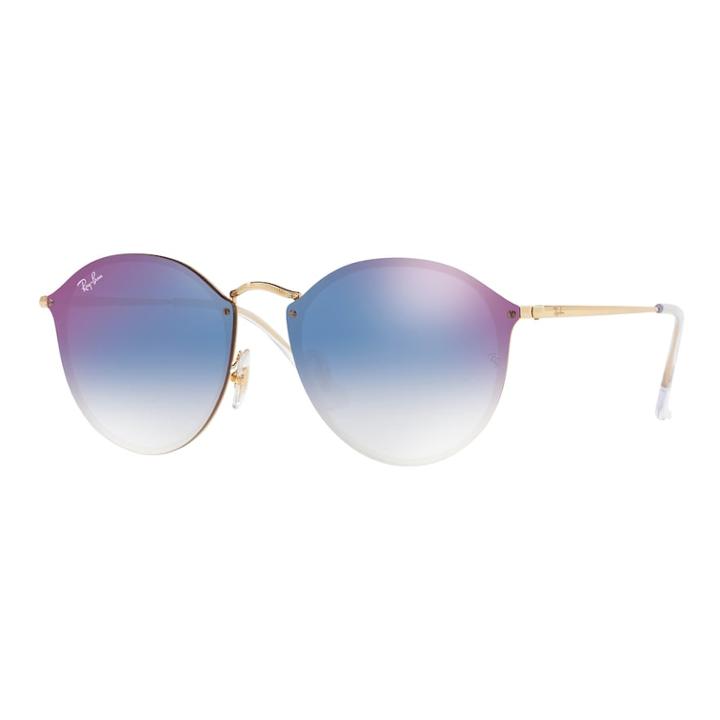 Ray-ban Blaze Rb3574 59mm Round Mirrored Gradient Sunglasses, Women's, Gold