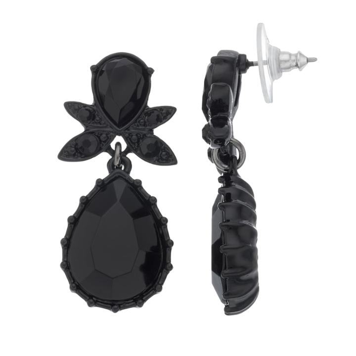 Simply Vera Vera Wang Black Nickel Free Double Teardrop Earrings, Women's