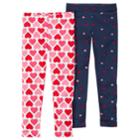 Girls 4-8 Carter's 2-pk. Heart Print Leggings, Size: 6-6x, Multicolor