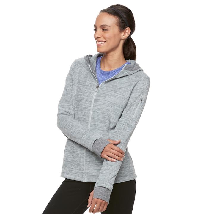 Petite Tek Gear Microfleece Full-zip Hoodie Jacket, Women's, Size: M Petite, Med Grey
