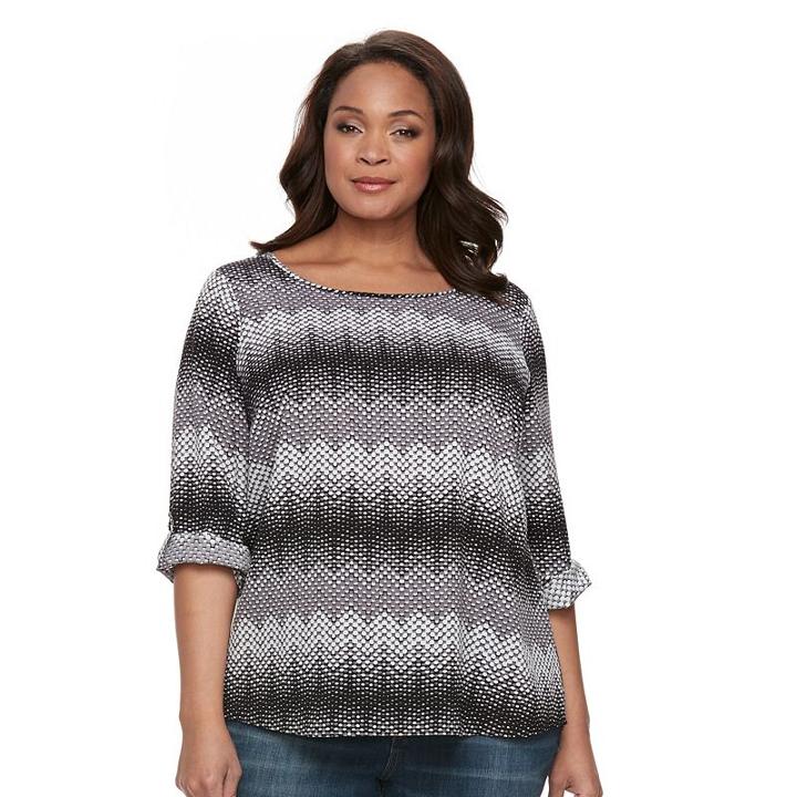 Plus Size Croft & Barrow&reg; Crepe Print Top, Women's, Size: 3xl, Dark Grey