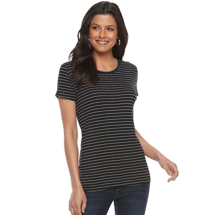 Apt. 9, Women's &reg; Essential Crewneck Tee, Size: Small, Black