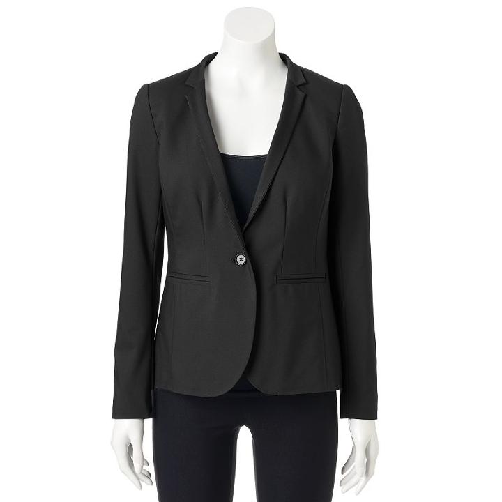 Women's Apt. 9&reg; Tori Notch Collar Blazer, Size: 14, Black