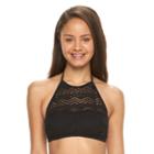 Mix And Match Crochet High-neck Halter Bikini Top, Size: Medium, Black