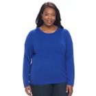 Plus Size Napa Valley Solid Crewneck Sweater, Women's, Size: 2xl, Brt Blue